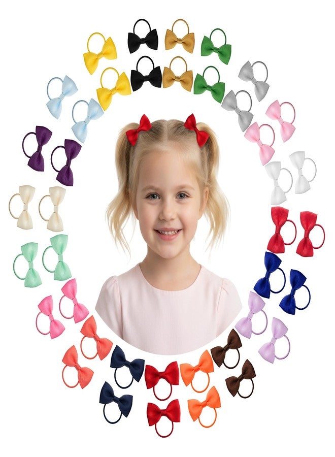 Matwsec 40 Pcs Hair Band Bow Toddlers Baby Hair Ties with Bows Toddler Girl Hair Ties Tiny Soft Elastics Ponytail Holders Hair Accessories for Infants Toddlers Baby Girls Multi-Colored Small Hair Accessories - Image 1